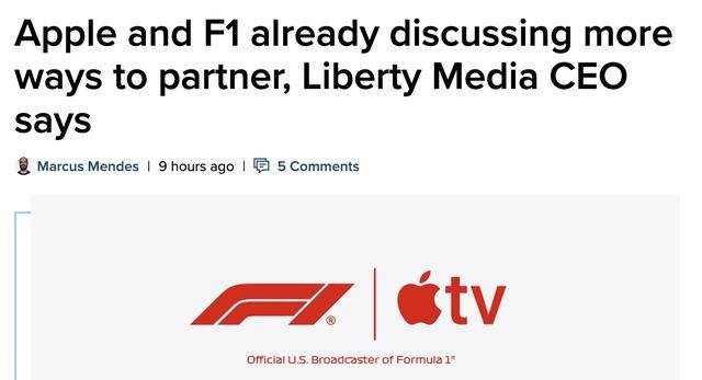 2026世界杯下注-曝苹果有望与F1深化合作：流媒体转播权基础上探索更多可能性